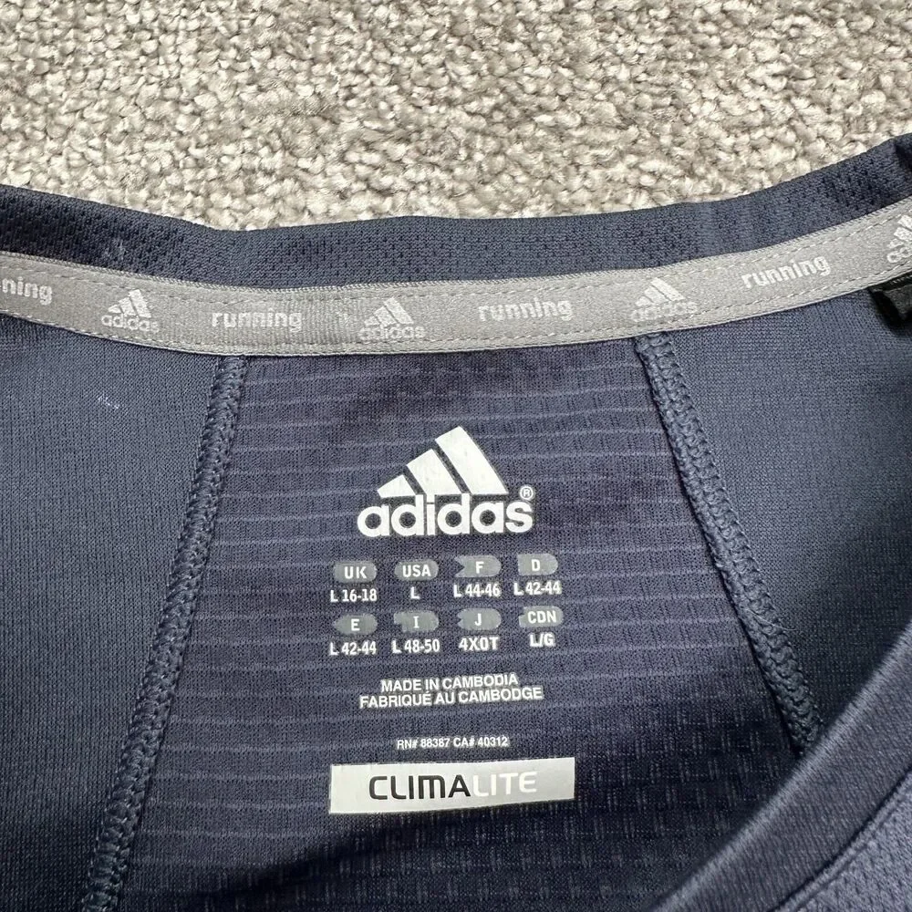 Adidas Climalite Response Active Top Womens Large Blue Round Neck Long Sleeve